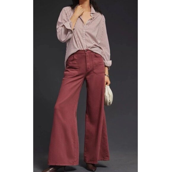 Pilcro The Jane High Rise Wide-Leg Pants Size 32 Rust Red Hippie Boho Festival